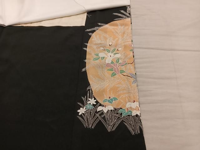 平和屋着物■豪華黒留袖 刺繍 花鳥文 金彩 正絹 逸品 BAAY1786mz