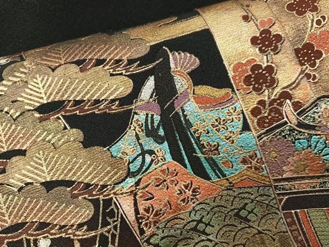 平和屋着物■豪華黒留袖 作家物 御所車人物花文 暈し染め 金彩 正絹 逸品 BAAY1871mz