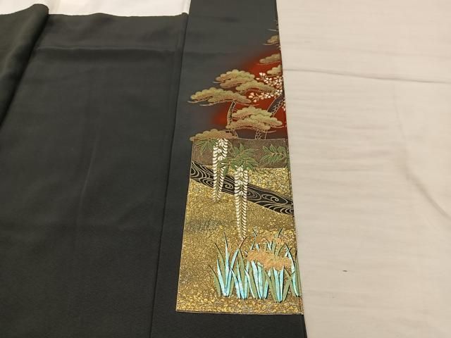 平和屋着物■豪華黒留袖 作家物 御所車人物花文 暈し染め 金彩 正絹 逸品 BAAY1871mz