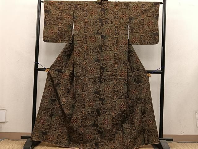 平和屋着物■上質な紬 草花文 正絹 逸品 未使用 BAAY1994mz