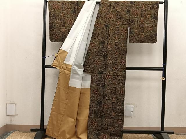平和屋着物■上質な紬 草花文 正絹 逸品 未使用 BAAY1994mz