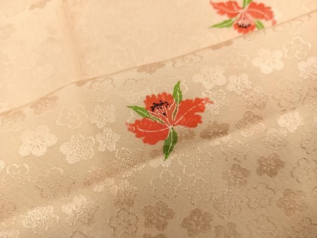 平和屋着物■長襦袢 袷 草花文 正絹 逸品 BAAY2004mz