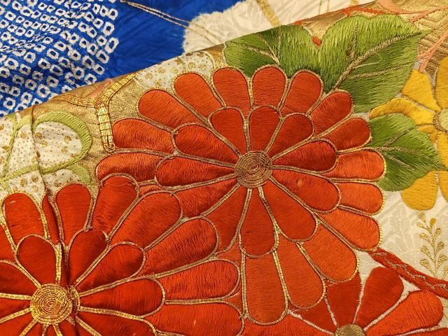 平和屋着物■豪華振袖 駒刺繍 絞り 文箱花文 金彩 正絹 逸品 BAAY2023mz