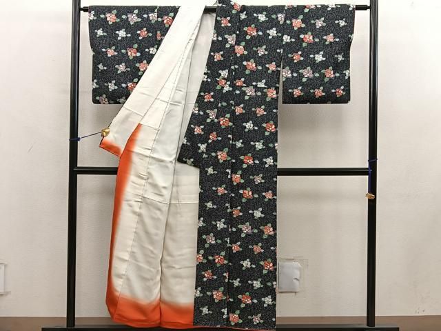 平和屋着物■上質な小紋 枝花文 正絹 逸品 BAAY2034mz