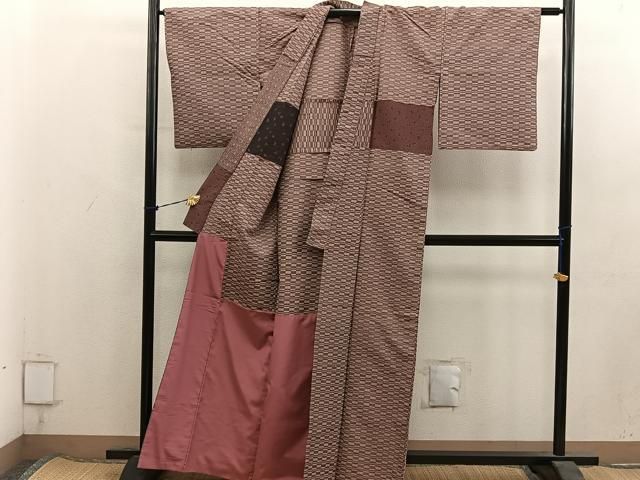 平和屋着物■上質な紬 胴抜き仕立て 横段文 正絹 逸品 BAAY2045mz
