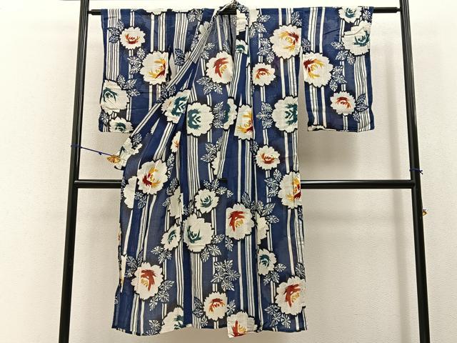 平和屋着物∴夏物 浴衣 綿紅梅 草花文 綿 逸品 BAAY3007hj