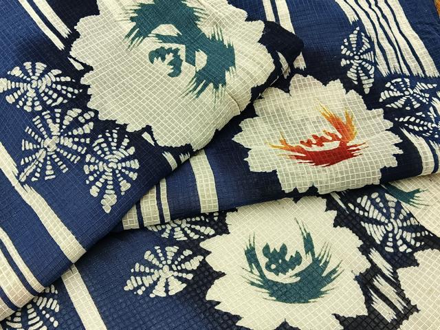 平和屋着物∴夏物 浴衣 綿紅梅 草花文 綿 逸品 BAAY3007hj
