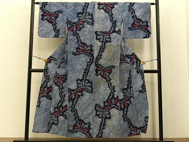 平和屋着物∴夏物 浴衣 有松鳴海絞り 草花文 綿 逸品 BAAY3013hj