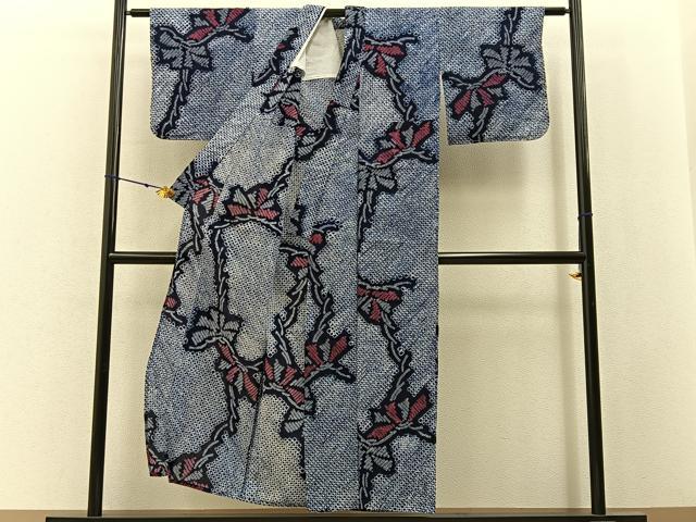平和屋着物∴夏物 浴衣 有松鳴海絞り 草花文 綿 逸品 BAAY3013hj