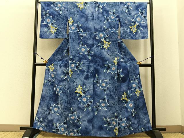 平和屋着物∴夏物 浴衣 綿紅梅 百合 綿 逸品 BAAY3014hj