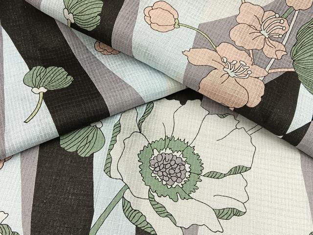 平和屋着物∴夏物 浴衣 綿紅梅 草花文 綿 逸品 BAAY3016hj