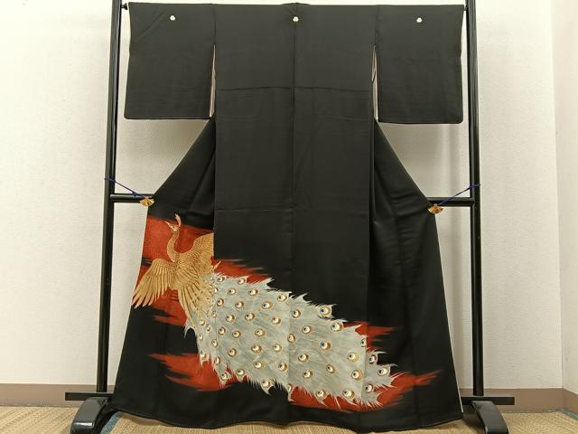 平和屋着物■豪華黒留袖 駒刺繍 鳳凰 銀彩 正絹 逸品 BAAY3020hj