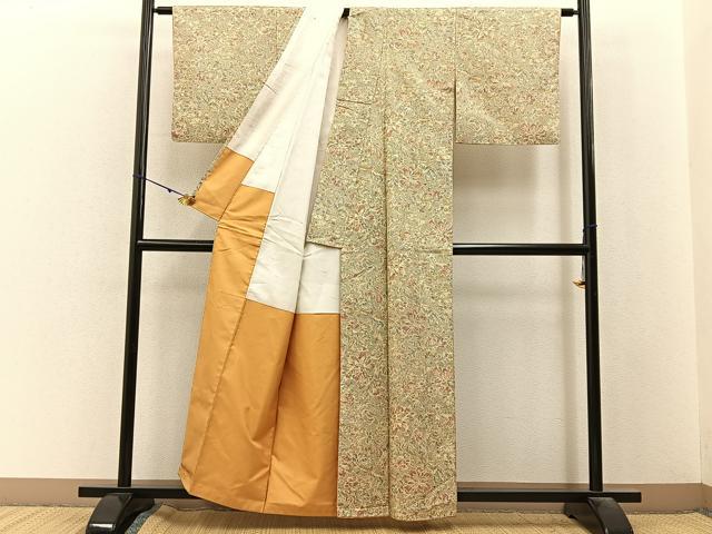 平和屋着物■本場染大島紬 草花文 正絹 逸品 BAAY3022hj