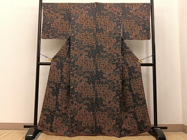 平和屋着物■上質な小紋 更紗花文 正絹 逸品 BAAY3037hj