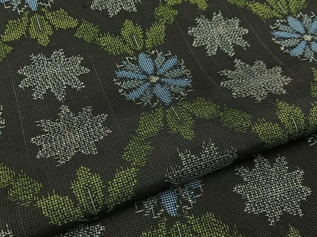 平和屋着物■本場村山大島紬 草花文 正絹 逸品 BAAY3045hj