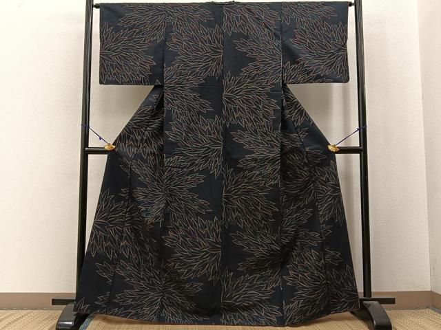 平和屋着物■上質な紬 草葉文 正絹 逸品 BAAY3051hj