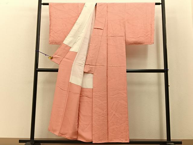 平和屋着物■上質な色無地 吉祥地紋 一斤染色 正絹 逸品 未使用 BAAY3057hj