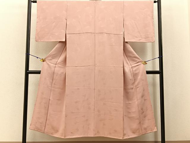 平和屋着物■上質な色無地 切嵌地紋 一斤染色 正絹 逸品 BAAY3059hj