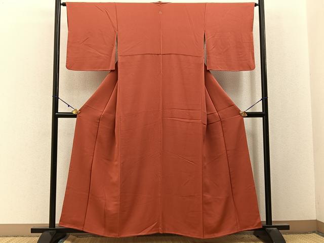平和屋着物■上質な色無地 銀朱色 正絹 逸品 BAAY3060hj