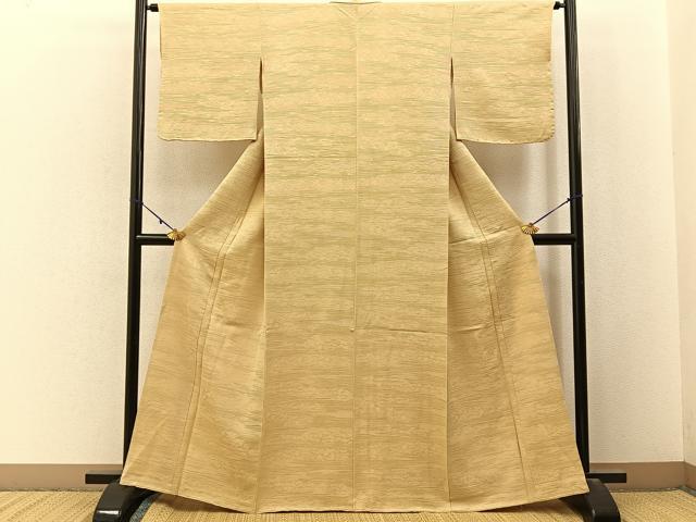 平和屋着物■上質な色無地 松地紋 枯色 正絹 逸品 BAAY3061hj