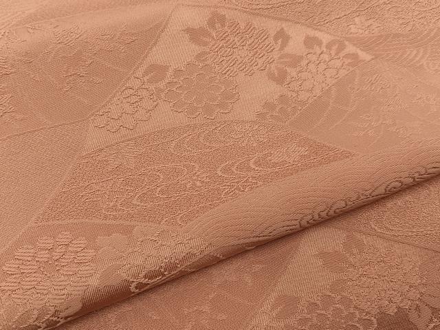 平和屋着物■上質な色無地 流水花地紋 宍色 正絹 逸品 BAAY3063hj
