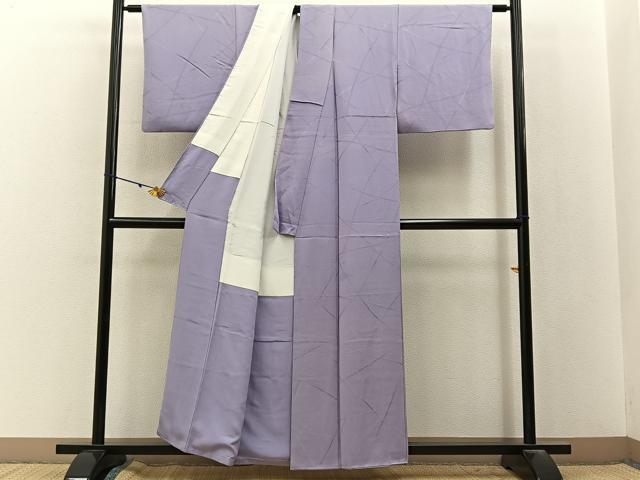 平和屋着物■上質な色無地 竹垣地紋 牡丹鼠色 正絹 逸品 BAAY3065hj