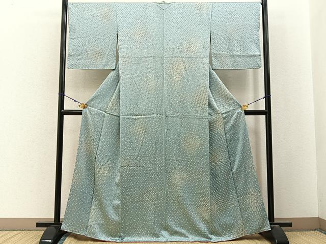 平和屋着物■上質な小紋 総絞り 菱文様 正絹 逸品 BAAY3071hj