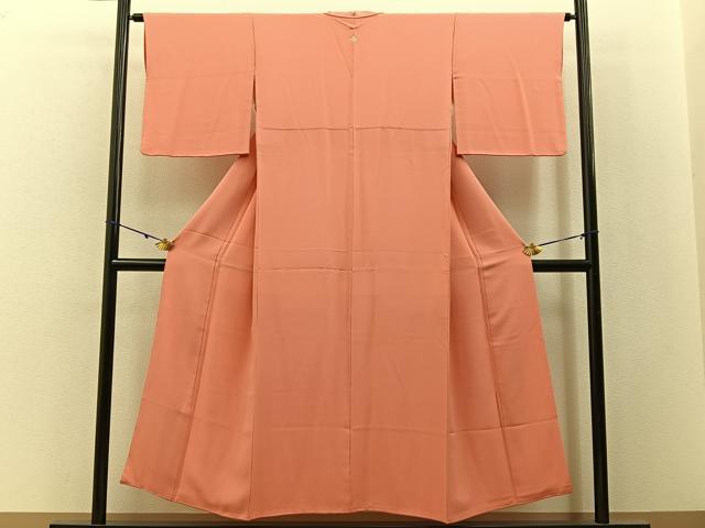 平和屋着物■上質な色無地 鉛丹色 正絹 逸品 BAAY3074hj