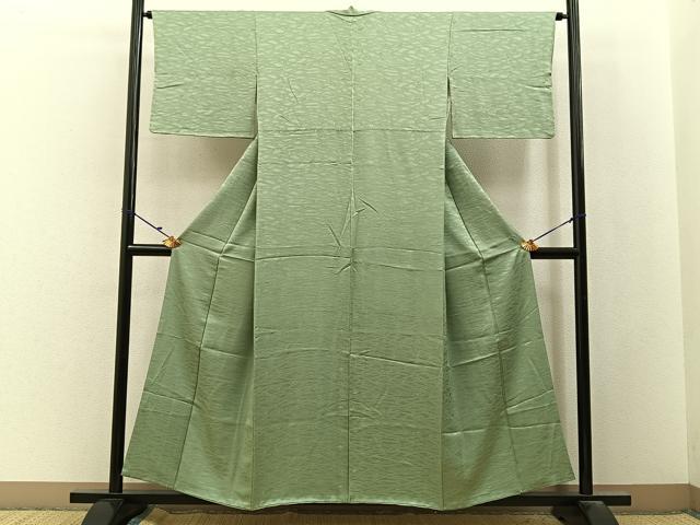 平和屋着物■上質な色無地 菊地紋 柳茶色 正絹 逸品 BAAY3075hj