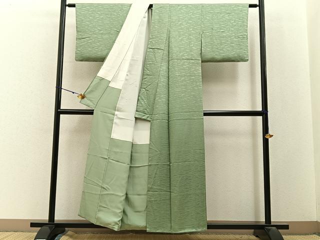 平和屋着物■上質な色無地 菊地紋 柳茶色 正絹 逸品 BAAY3075hj