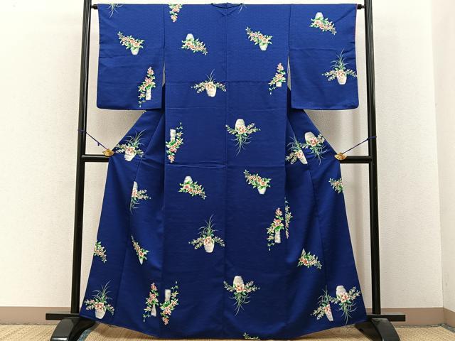 平和屋着物■上質な小紋 手描き 飾花文 正絹 逸品 BAAY3081hj