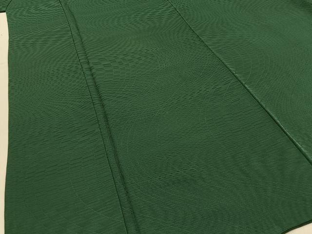 平和屋着物■上質な色無地 流線地紋 千歳緑色 正絹 逸品 BAAY3085hj