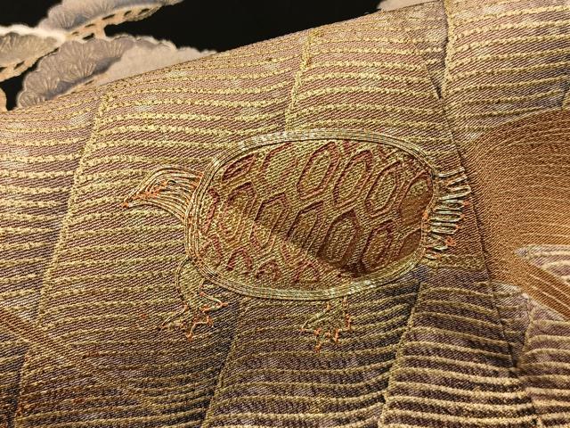 平和屋着物■豪華黒留袖 駒刺繍 蓑亀 浜松文 金彩 正絹 逸品 BAAY3088hj