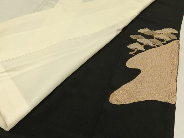 平和屋着物■豪華黒留袖 駒刺繍 蓑亀 浜松文 金彩 正絹 逸品 BAAY3088hj
