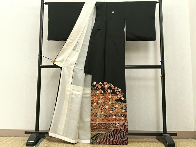 平和屋着物■豪華黒留袖 鳳凰花文 金銀彩 正絹 逸品 BAAY3089hj