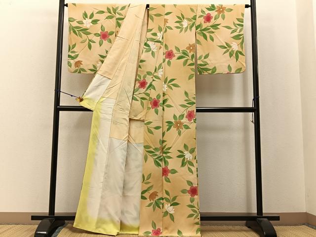 平和屋着物■上質な小紋 草花文 暈し染め 正絹 逸品 BAAY3091hj