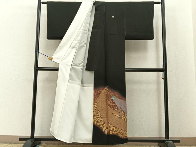 平和屋着物■豪華黒留袖 刺繍 蓑亀 暈し染め 金銀彩 正絹 逸品 BAAY3096hj