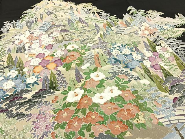 平和屋着物■豪華黒留袖 友禅 作家物 御所解文 正絹 逸品 BAAY3103hj