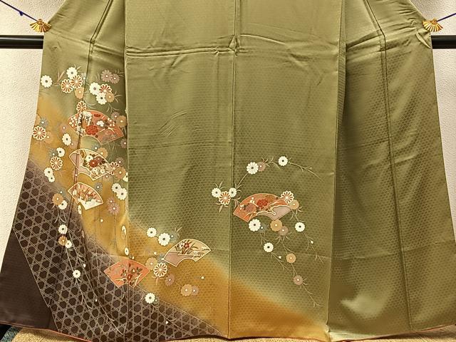 平和屋着物■訪問着 地紙貝桶花文 暈し染め 金彩 正絹 逸品 BAAY3108hj
