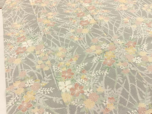 平和屋着物■上質な紬 草花文 正絹 逸品 未使用 BAAY3109hj