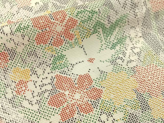 平和屋着物■上質な紬 草花文 正絹 逸品 未使用 BAAY3109hj