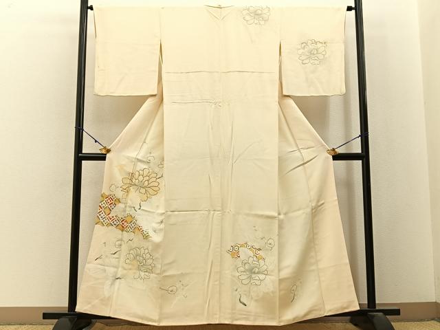 平和屋着物■訪問着 駒刺繍 有職牡丹花文 金彩 正絹 逸品 BAAY3110hj