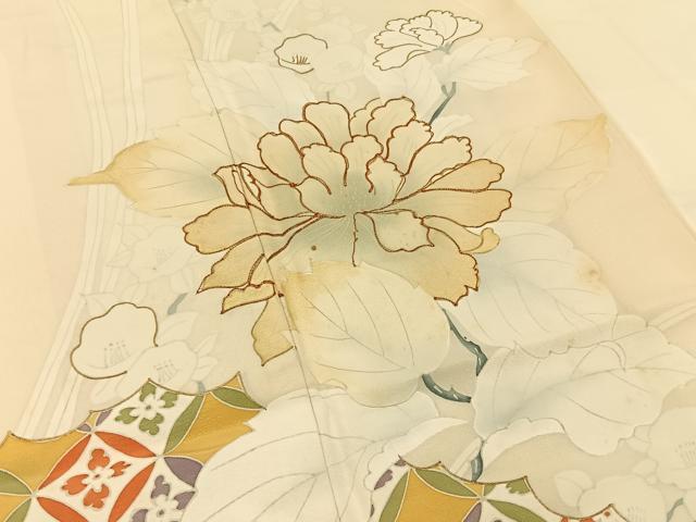 平和屋着物■訪問着 駒刺繍 有職牡丹花文 金彩 正絹 逸品 BAAY3110hj