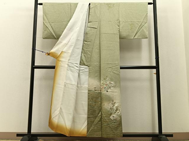 平和屋着物■訪問着 扇面秋草文 暈し染め 金銀彩 正絹 逸品 BAAY3118hj