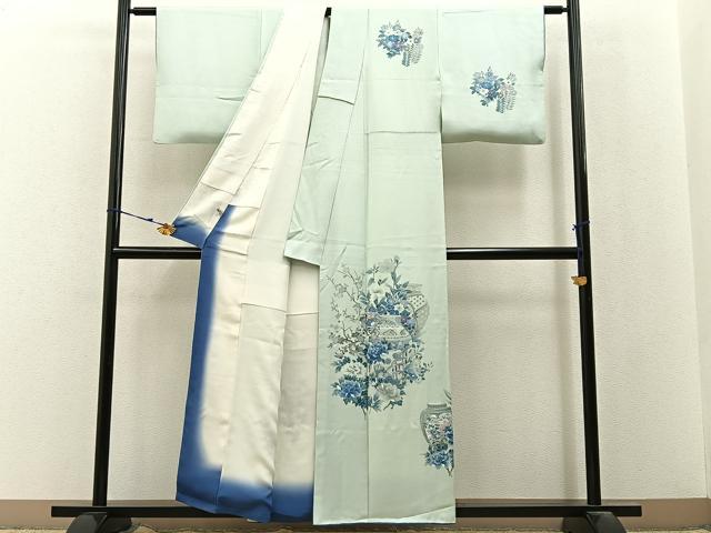 平和屋着物■訪問着 陶器花文 正絹 逸品 BAAY3123hj
