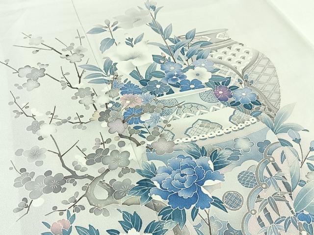 平和屋着物■訪問着 陶器花文 正絹 逸品 BAAY3123hj