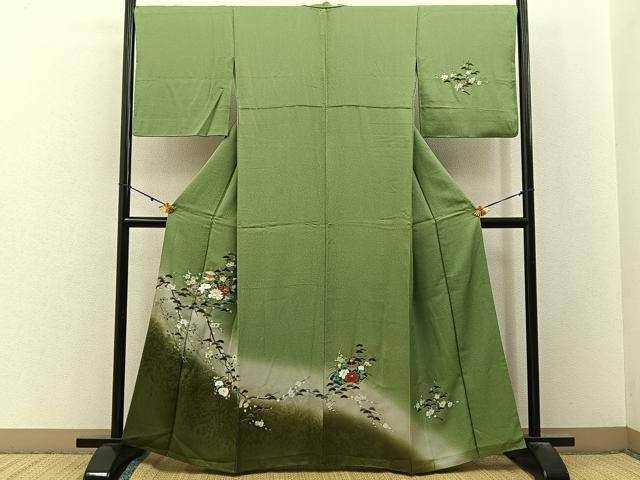平和屋着物■訪問着 地紙風景花文 暈し染め 金銀彩 正絹 逸品 BAAY3133hj