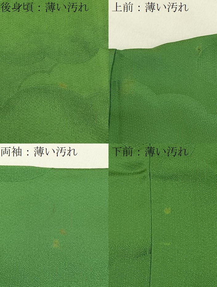 平和屋着物■上質な色無地 雲重ね地紋 鶸萌黄色 銀通し地 正絹 逸品 BAAY3134hj