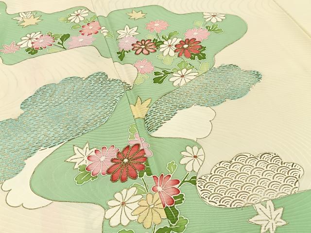 平和屋着物■訪問着 駒刺繍 道長菊楓文 金彩 正絹 逸品 BAAY3135hj