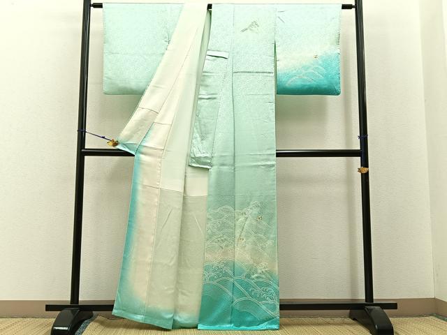 平和屋着物■訪問着 駒刺繍 立波文 暈し染め 正絹 逸品 BAAY3139hj